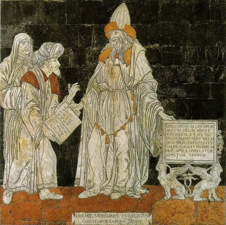 Ancient magicians, priests, and temples representing the roots of the mystery school tradition